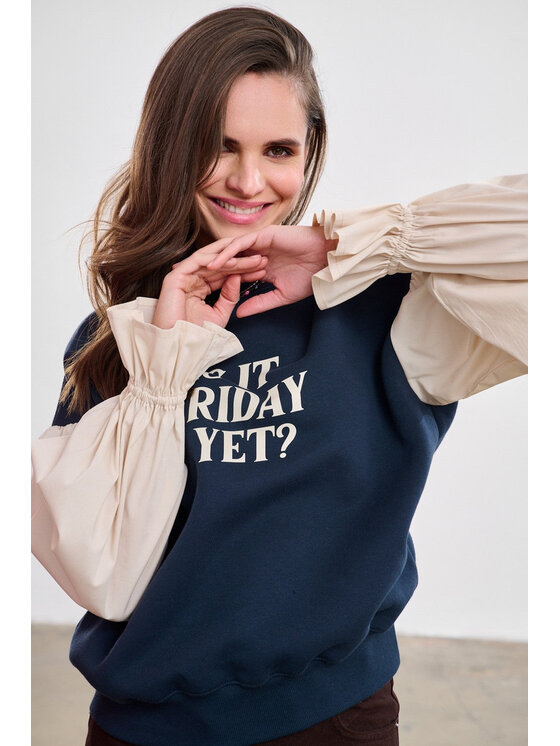 NAOKO NAOKO Bluza Friday Mood Granatowy Reglan Fit