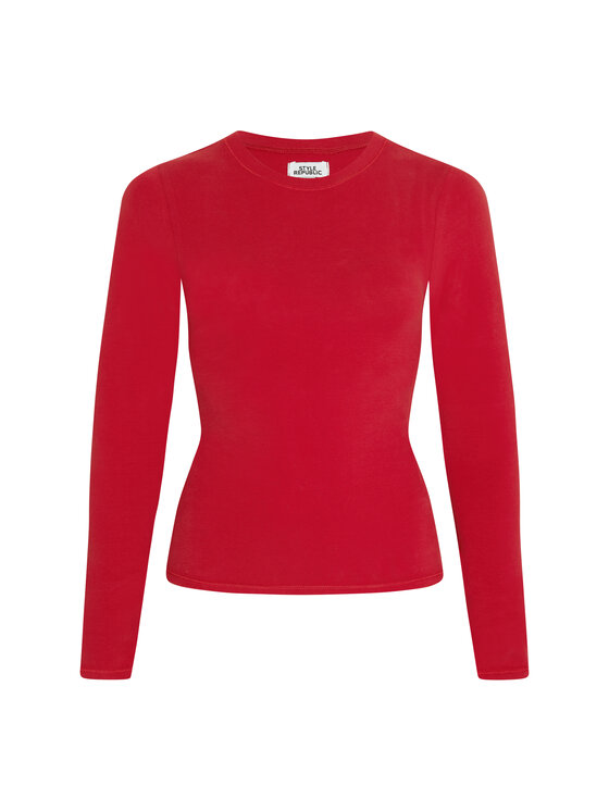 Style Republic Style Republic Bluzka Long Sleeve T-Shirt Czerwony Curvy Fit