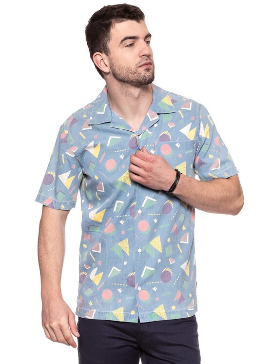 Wrangler Wrangler Camicia SS RESORT SHIRT Blu Regular Fit
