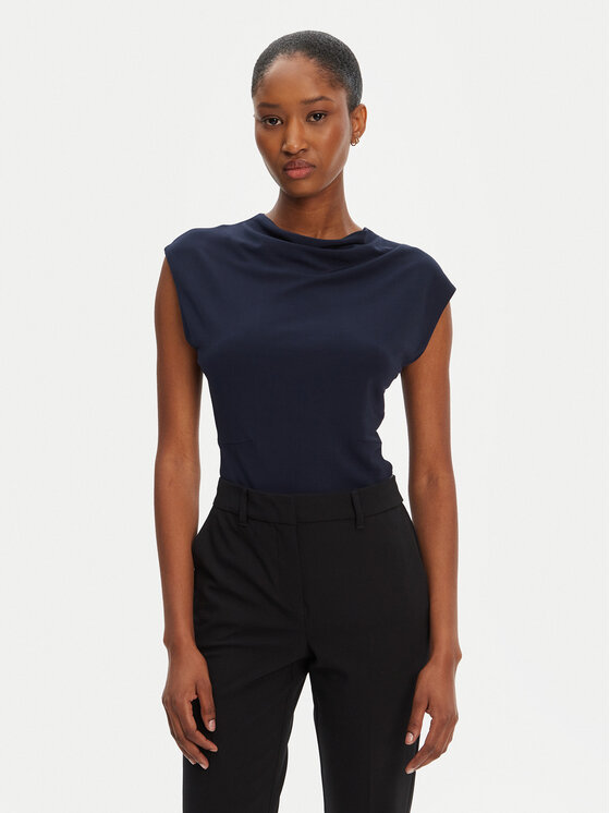 BOSS Blúzka Elamma 50541896 Tmavomodrá Slim Fit