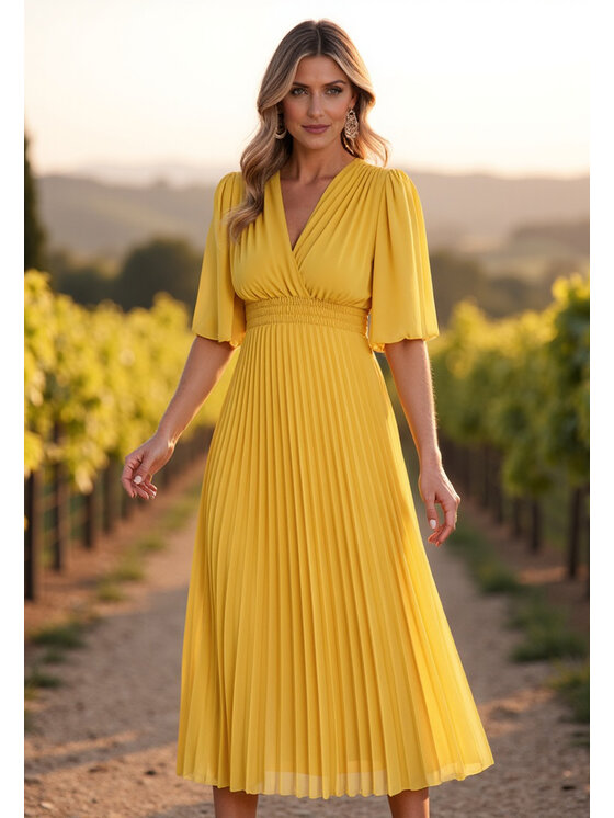 FIGL FIGL Koktejlové šaty M1124 Žltá Feminine Fit