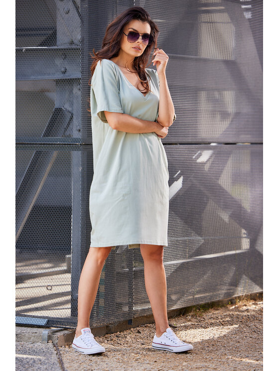 Infinite You Infinite You Sukienka letnia M303 Zielony jasny Basic Fit