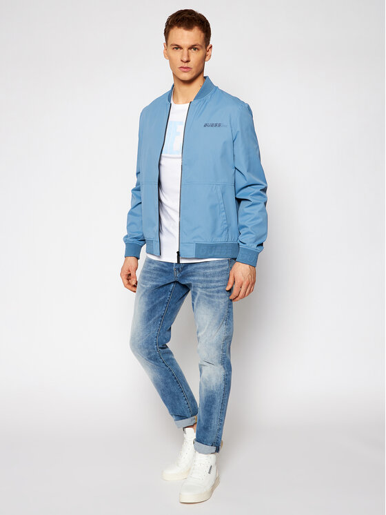 Guess Bomber Bunda Fullzip U1ga00 Wo05g Modra Regular Fit Modivo Sk