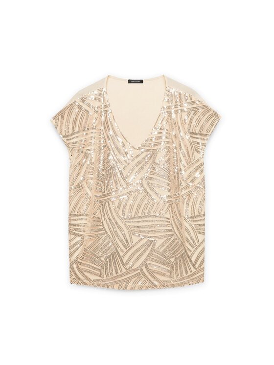 Fiorella Rubino Fiorella Rubino T-Shirt G369L008118N008 Złoty Regular Fit