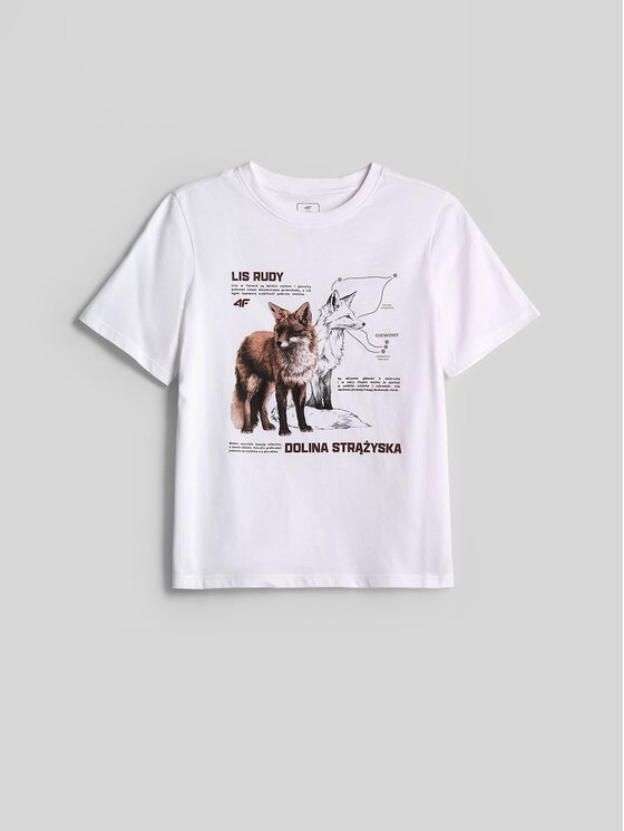 4F 4F T-Shirt 4FJKAW26TTSHM4452-10S Biały Regular Fit