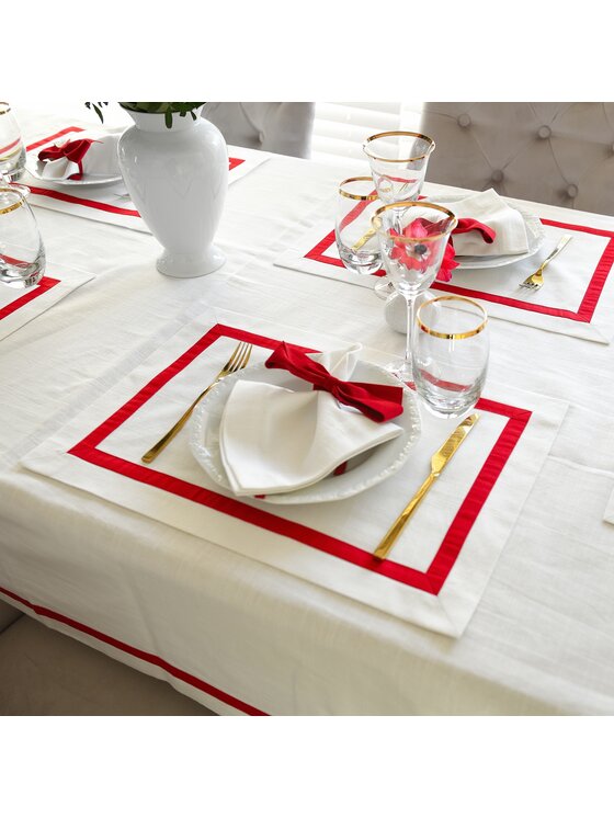 Roseberry Home Roseberry Home Podkładka na stół Red Stripes Biały