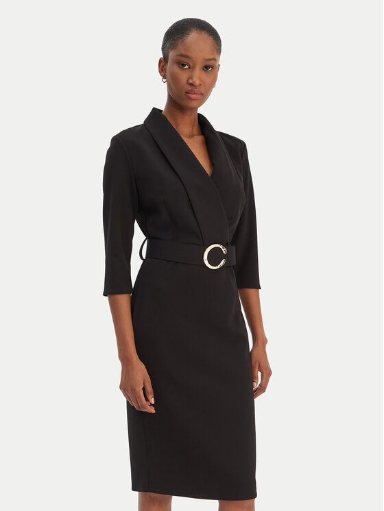 Rinascimento Rinascimento Koktejlové šaty CFC0126777003 Čierna Slim Fit