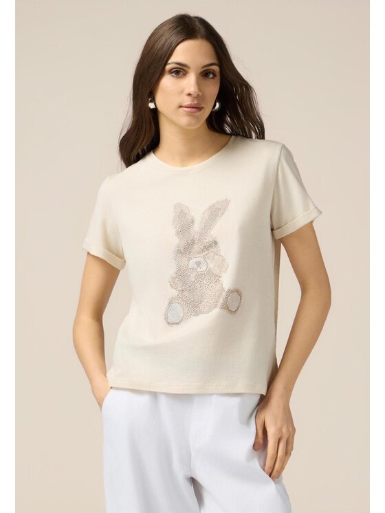Oltre Oltre T-shirt G421J004224N021 Écru Regular Fit