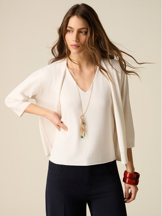 Oltre Oltre Sweter M525J005297N011 Biały Regular Fit