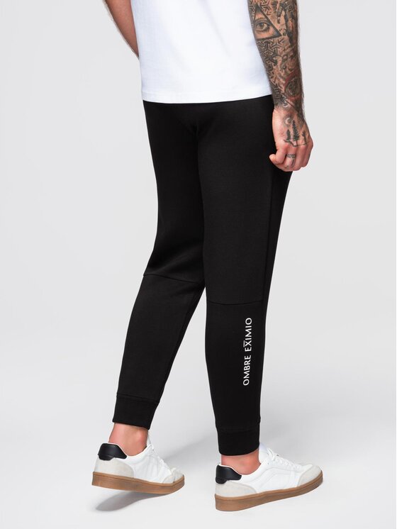 Ombre Ombre Spodnie dresowe OM-PASK-0223 Czarny Regular Fit