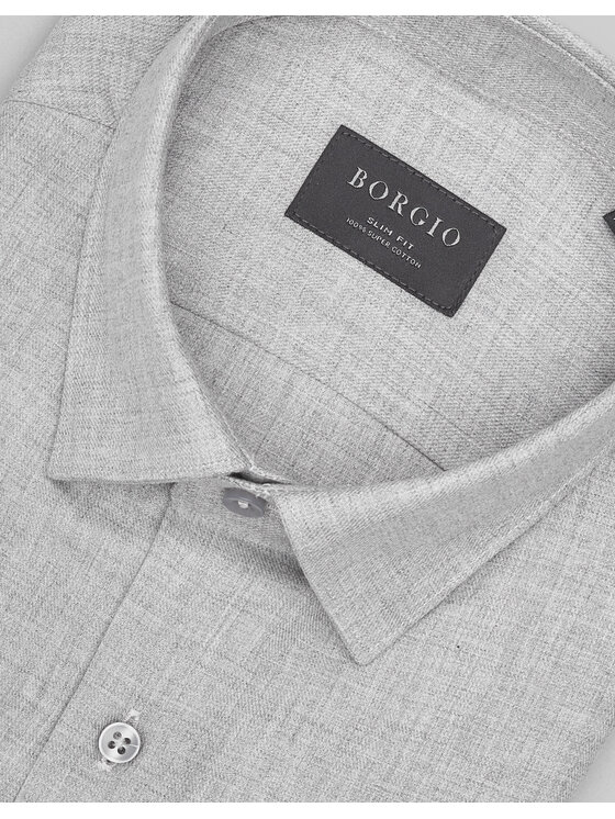 Borgio Borgio Koszula flero_00622 Szary Slim Fit