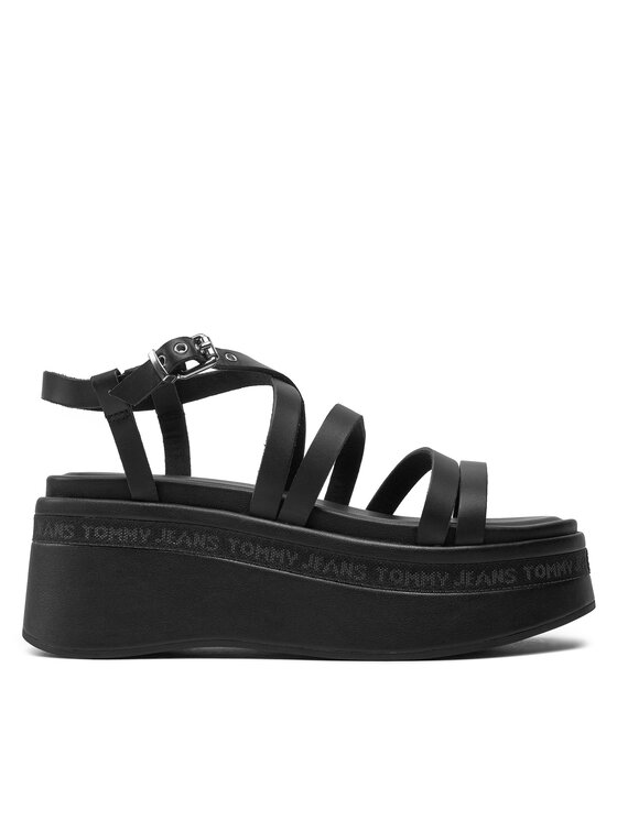 Tommy Jeans Sandali Tjw Strappy Wedge Sandal EN0EN02516 Nero Modivo
