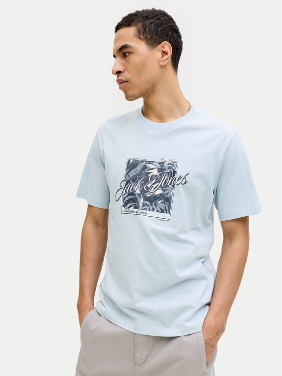Jack & Jones Jack & Jones Tricou Honolulu 12288088 Albastru celest Regular Fit
