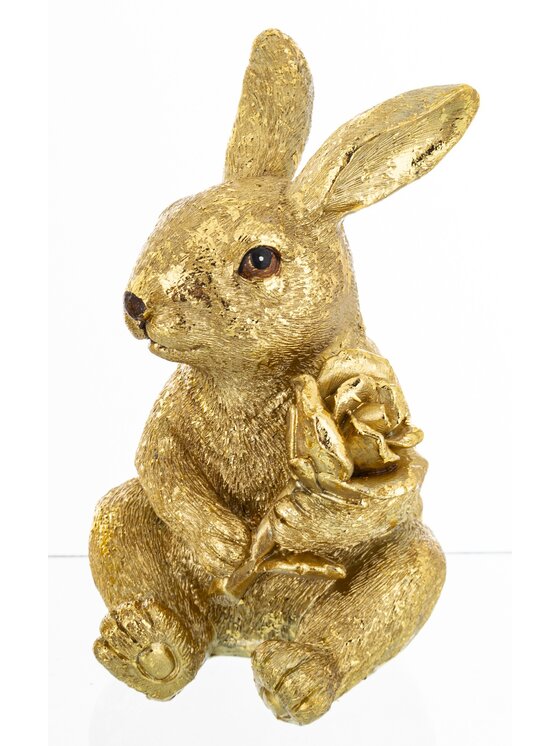 MIAhome MIAhome Figurka para siedzących królików z różą i sercem Złoty