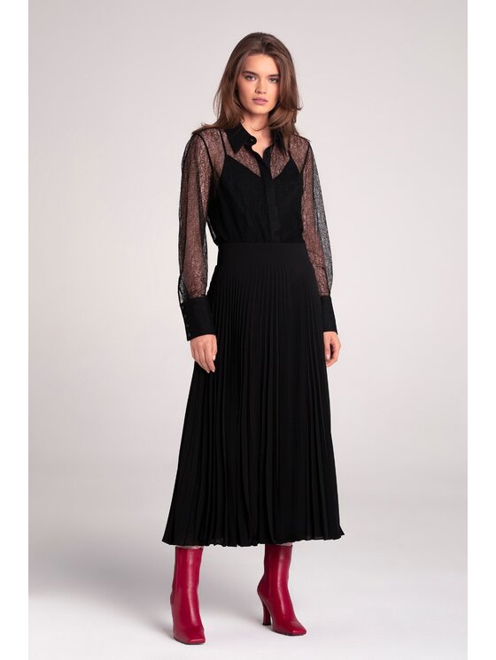 La Mania La Mania Gonna plissettata LANG Nero Classic Fit