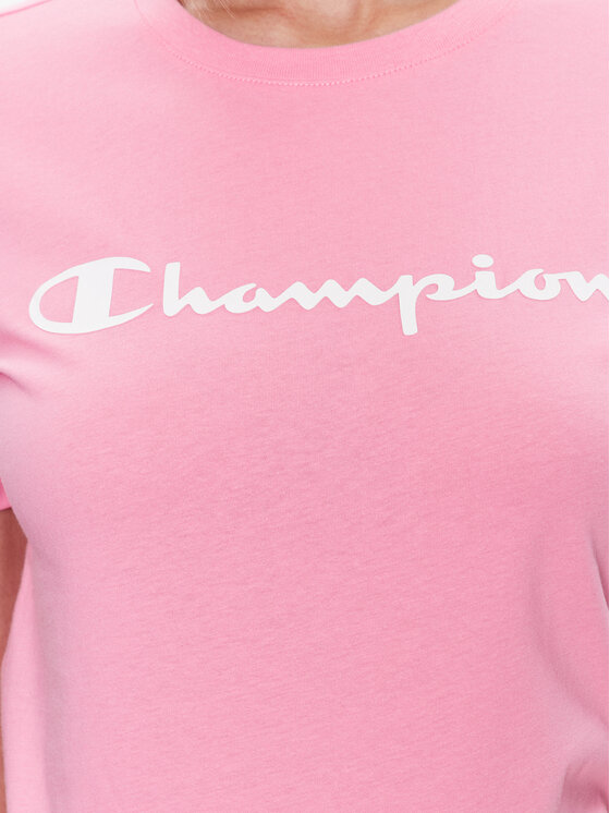 Champion T shirt Big Script 114911 Rosa Regular Fit Modivo