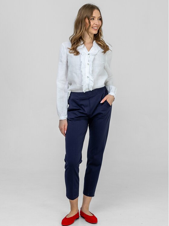 Perso Perso Spodnie materiałowe PTE242402F Granatowy Regular Fit