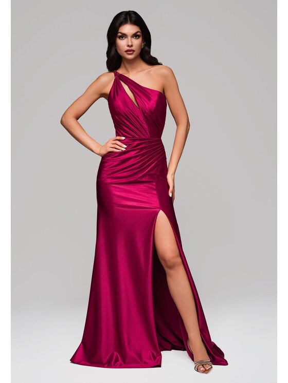 Ombre Ombre Sukienka wieczorowa LA-OM-DLR143 Bordowy Regular Fit