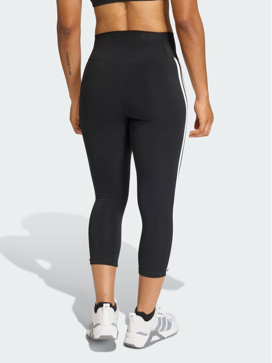 adidas adidas Legginsy Optime Essentials Workout 3-Stripes 3/4 Czarny Fitted Fit