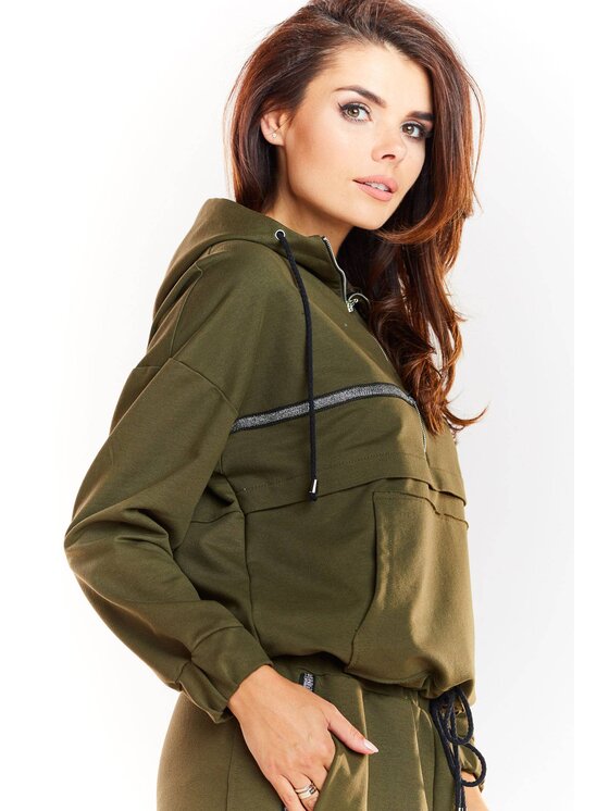 Infinite You Infinite You Mikina M228 Khaki Basic Fit