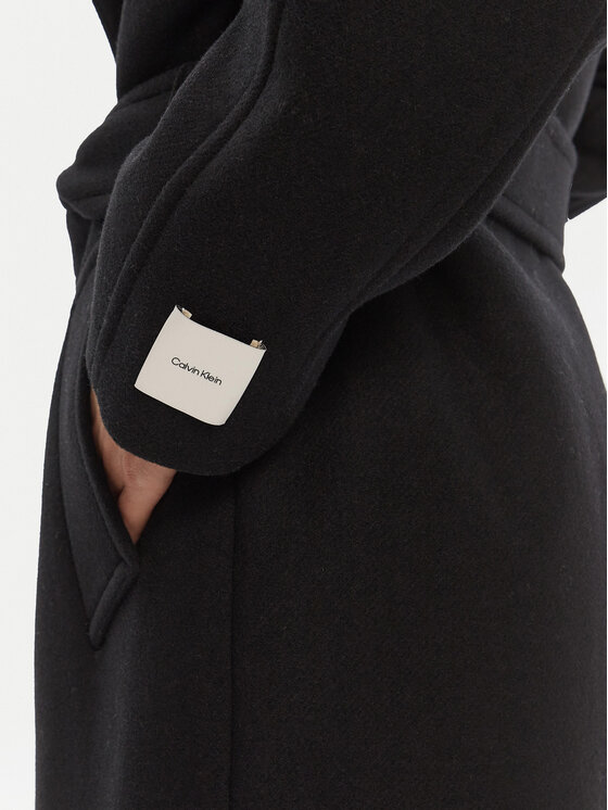 Calvin Klein Calvin Klein Wollmantel LV044D557G Schwarz Regular Fit