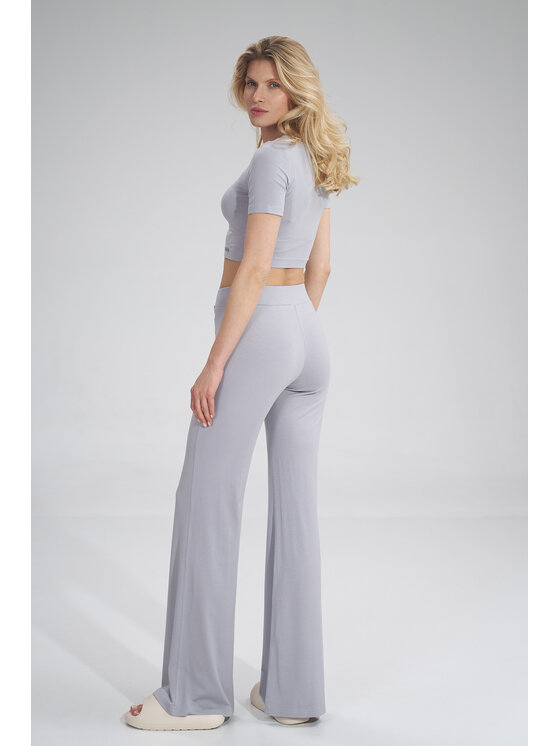 FIGL FIGL Dámské kalhoty M749 Šedá Regular Fit