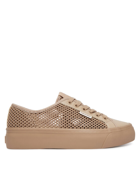 Calvin Klein Calvin Klein Sneakersy Vulc Flatf Lace Up Lin Mesh HW0HW02971 Béžová