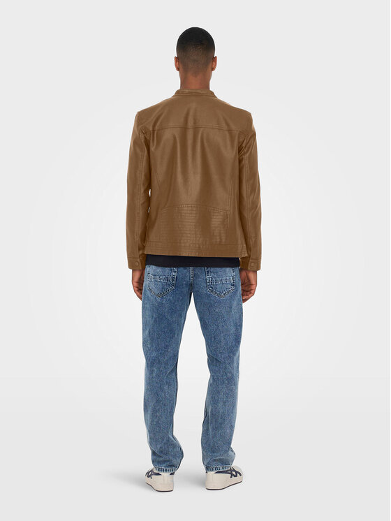 Only & Sons Only & Sons Kurtka z imitacji skóry Al. 22011975 Brązowy Regular Fit
