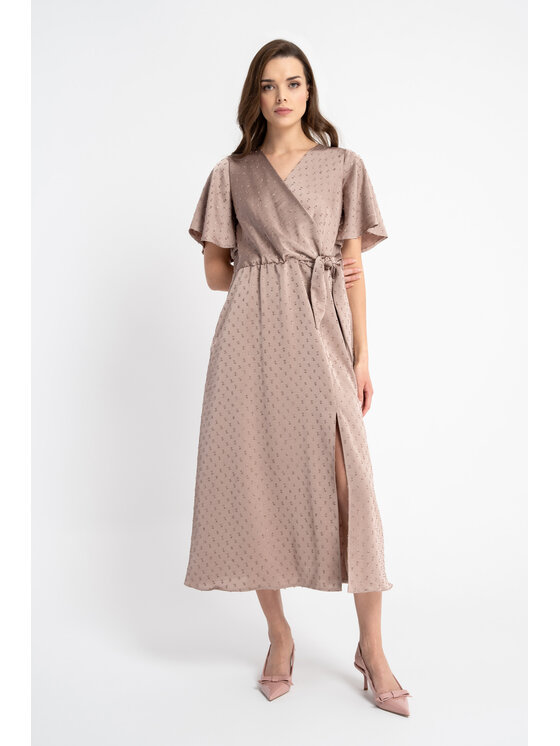CLICK CLICK Letné šaty 60-6109 Béžová Comfortable Fit