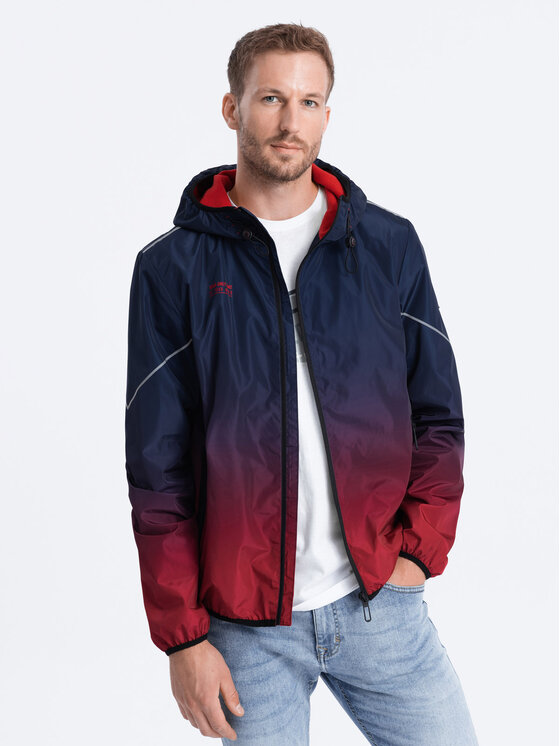 Ombre Ombre Kurtka przejściowa OM-JANP-0105 Granatowy Regular Fit