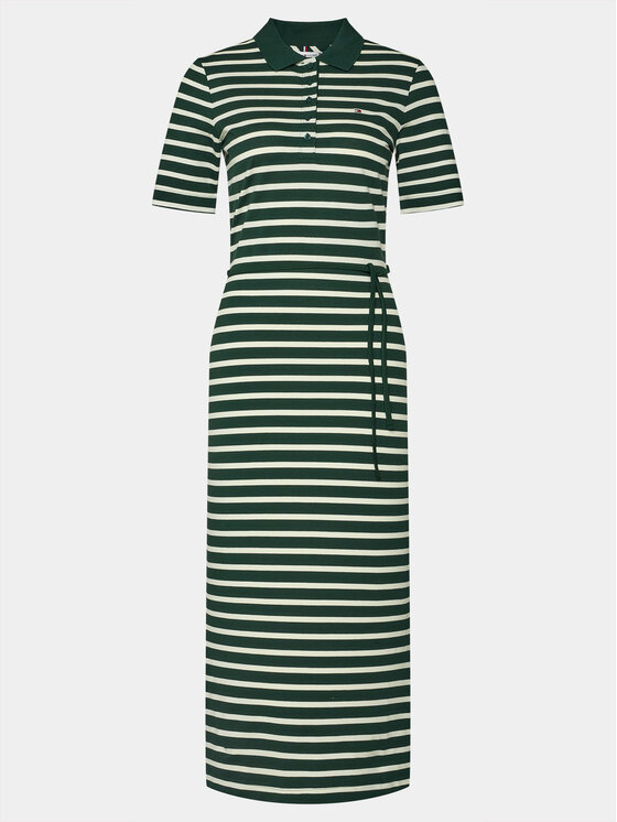 Tommy Hilfiger Tommy Hilfiger Haljina za svaki dan Reg Breton Midi Polo Dress Ss WW0WW42030 Zelena Regular Fit