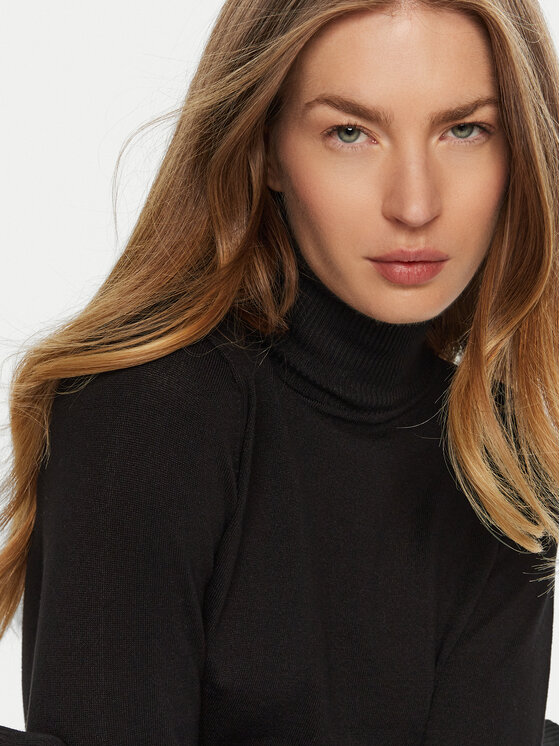 ACCESS FASHION ACCESS FASHION Bluză cu gât 44-8074 Negru Slim Fit