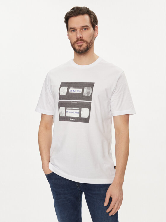 Boss Tricou TeRetroLeo 50510021 Alb Regular Fit