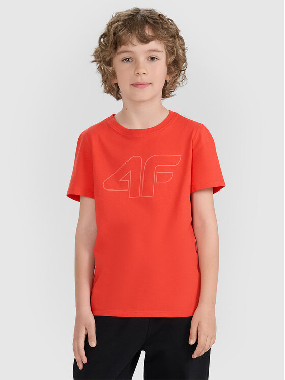 4F 4F T-Shirt BASIC+ Czerwony Regular Fit