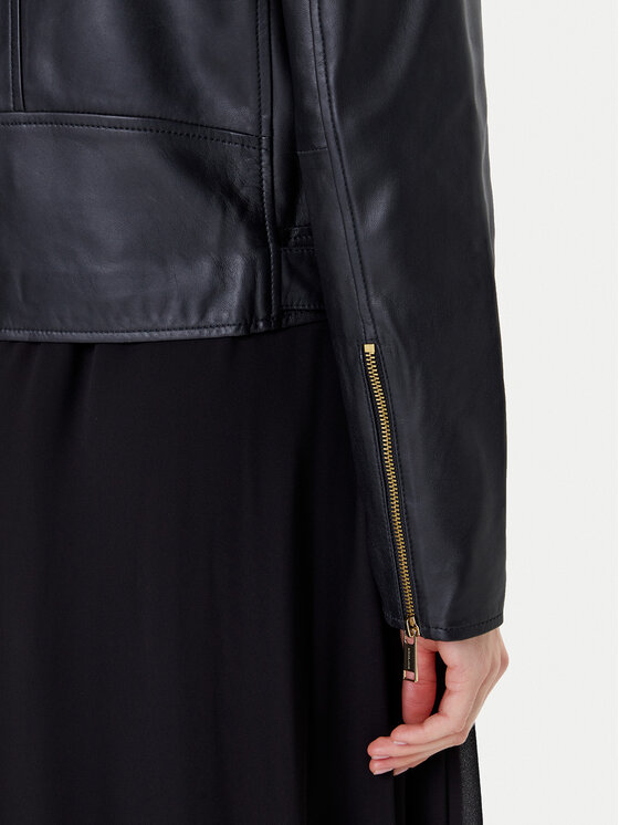MICHAEL Michael Kors MICHAEL Michael Kors Kožená bunda MT520IE8RK Černá Regular Fit