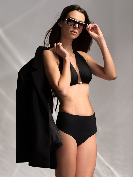 Miss Lou Miss Lou Bikini pezzo sopra G-TT1-CZ Nero
