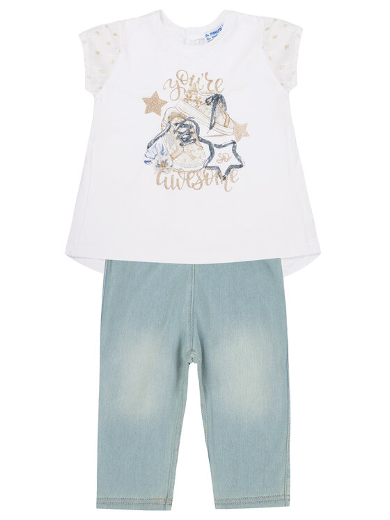 Mayoral Mayoral Ensemble t-shirt et leggings 1746 Blanc Regular Fit
