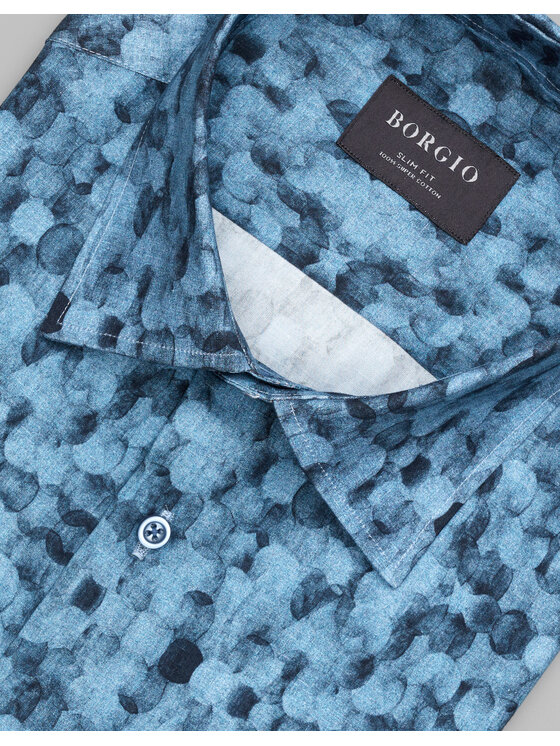 Borgio Borgio Koszula calimera_00542 Granatowy Slim Fit