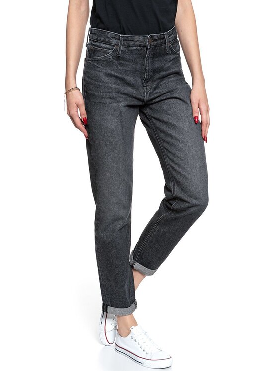 Lee Lee Jeansy MOM STRAIGHT Czarny Regular Fit