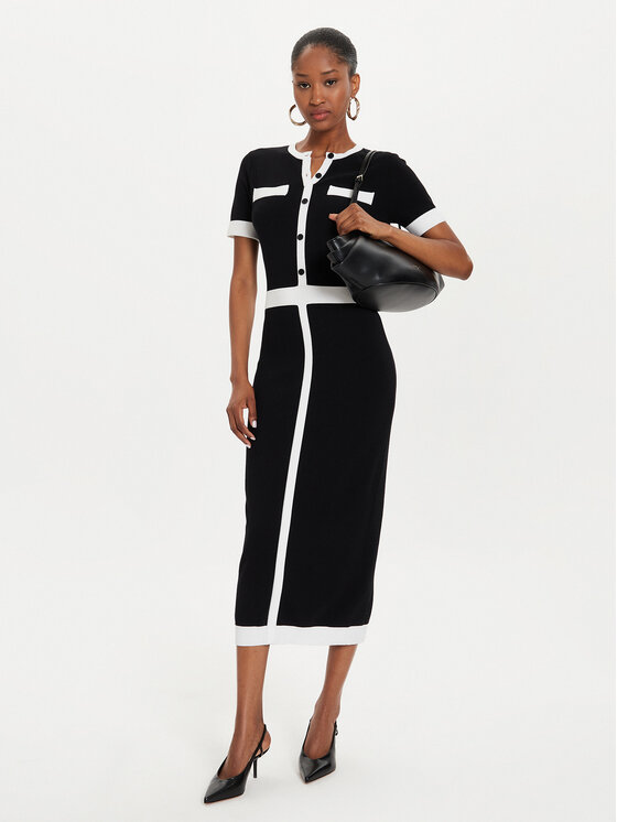 KARL LAGERFELD KARL LAGERFELD Kootud kleit 245W1331 Must Slim Fit