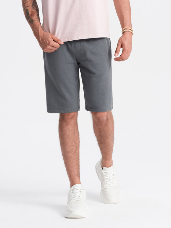 Ombre Ombre Šortky z materiálu OM-SRBS-0149 Šedá Regular Fit