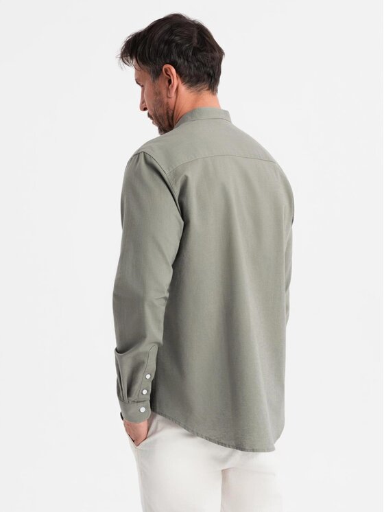Ombre Ombre Koszula OM-SHCS-0161 Khaki Regular Fit