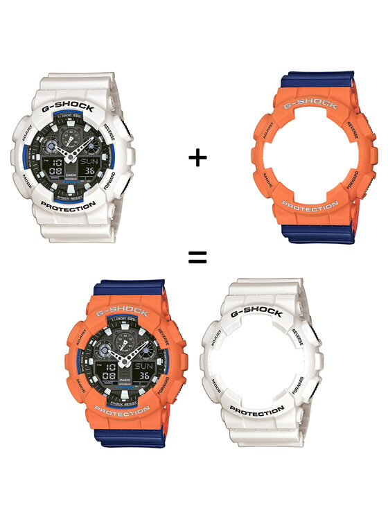 Casio Casio Zegarek SET GA-100B-7AER + BEZEL 10589006 + PASEK 10527467 Niebieski