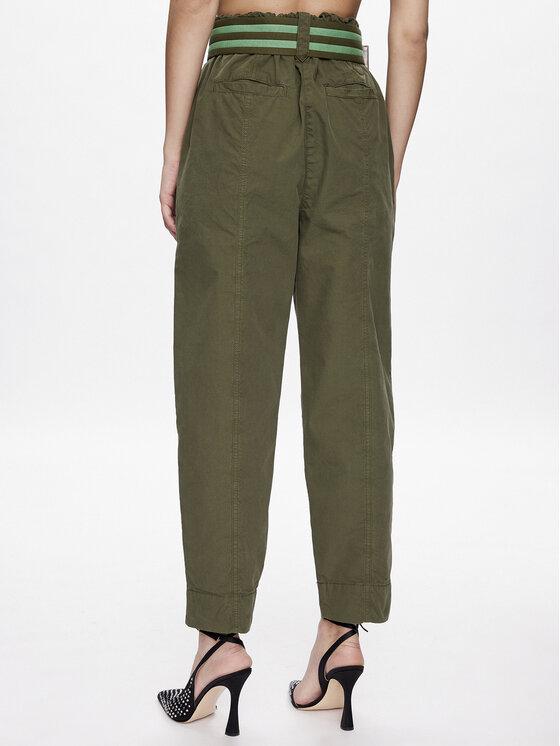 PINKO Pinko Kalhoty z materiálu Rigore 100685 A0I4 Zelená Relaxed Fit