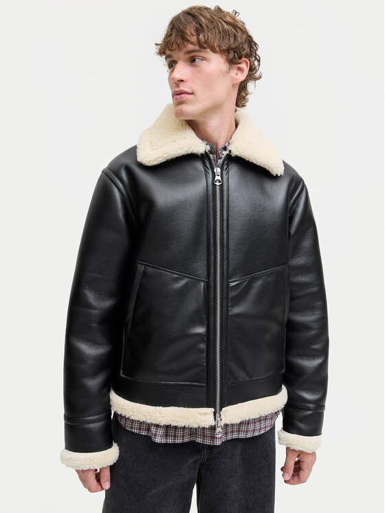 Jack & Jones Jack & Jones Bunda z imitácie kože Liverpool 12282948 Čierna Regular Fit