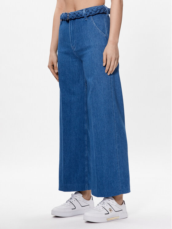 Tommy Hilfiger Jeans Hlače WW0WW38134 Modra Wide Leg