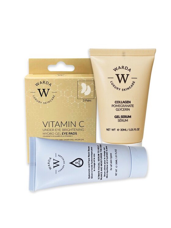 Warda Skincare Warda Skincare COLLAGEN GEL SERUM + ROZJAŚNIAJĄCY HYDROŻEL POD OCZY+Serum do twarzy i Serum