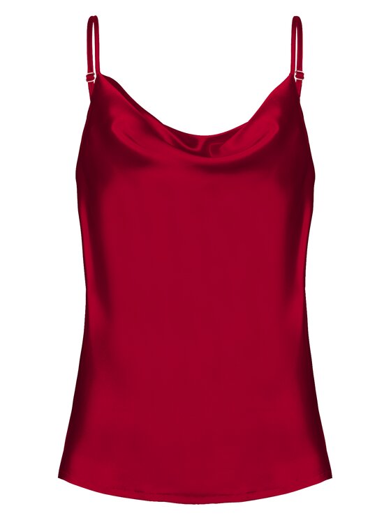 Cat&Cat Cat&Cat Top jedwabny z dekoltem woda Czerwony Regular Fit