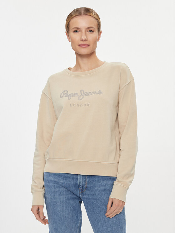 Pepe Jeans Mikina Harley PL581402 Béžová Regular Fit