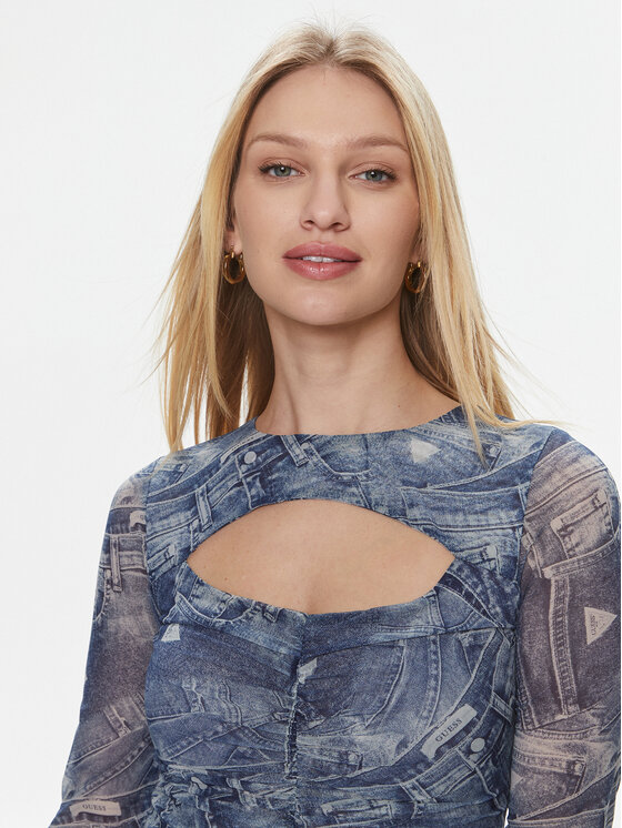 Guess Guess Halenka Ls Cut-Out Brienna T W4RP11 KBAH2 Modrá Slim Fit